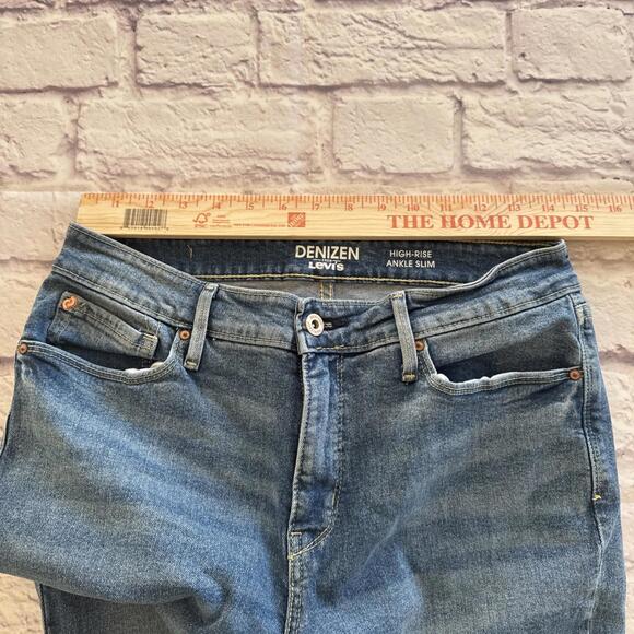 Levi's Denizen Ankle Slim High Rise Denim Blue Jeans Raw Hem Sz 10 EUC - Picture 4 of 8